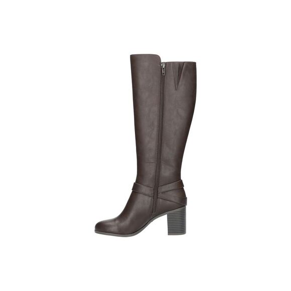 EASY STREET Womens Brown Buckle Accent Round Toe Stacked Zip-Up Heeled Boots 6.5 - Picture 2 of 4